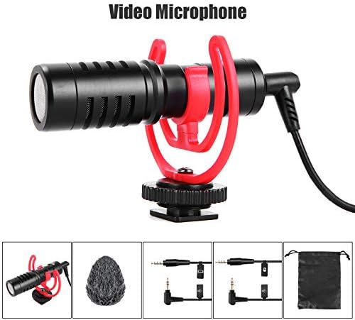 Andoer Smartphone Video Rig Kit Including Smartphone Cage with 3 Cold Shoe Mounts + 2pcs Mini LED Video Lights + Microphone with Shock Mount Wind Screen for Vlog Video Recording Live Streaming