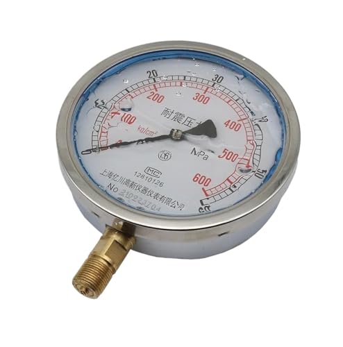 Wtukmo YN150 Shock-Proof Pressure Gauge 0-1MPa Oil-Filled Instrument Large dial Hydraulic Pump Gauge Radial M20 * 1.5 Thread(0-10Mpa)