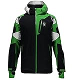 Cuciture termosaldate Spyder Leader - Giacca da Sci da Uomo, Uomo, Multicolore (Black/Green/White), S