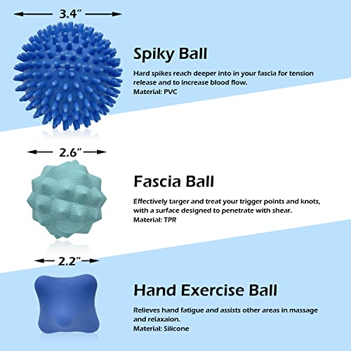 Massage Ball Set For Physical Therapy, Myofascial Trigger Point Release Exercise, Deep Tissue Muscle Massager Tools, Includes Lacrosse / Peanut / Spiky Ball / Hand Exercise Ball / Fascia Ball #TOP1