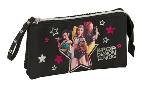 K-POP Demon Hunters - ENERGY - Trousse triple, idéale pour les enfants d'âge scolaire, confortable et polyvalente, résistance, 22 x 3 x 12 cm