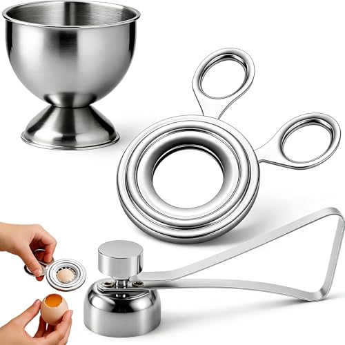 Eierköpfer 3-teilig Set, Eieröffner für gekochte Eier mit Eiersollbruchstellenverursacher...
