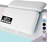 Gorilla Grip Bath Pillow for Tub, Strong Suction Cups, Luxury Bathtub Pillows, Headreast for Neck and Back Support, Relaxing Home Spa Essentials, Valentines Day Gifts for Women, Wife, Girlfriend White