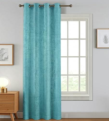 Image of FRESH FROM LOOM Supreme Texture Polyester Padre| Curtains for Home 9 Feet | Semi Black Out 80% Room Darkening Screens (Aqua | 1pc| Double Weaved Parda | Eyelet Ring | Long Door Curtain)
