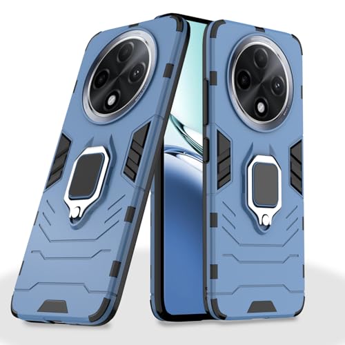 Image of Pikkme D5 Tough Armor Back Cover | 360 Protection Case | Ring Holder Stand Bumper Case for Oppo F27 Pro Plus 5G (Blue)