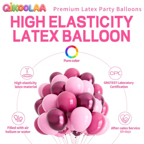 Image of Metallic Pink Balloons, 68Pcs 12Inch Hot Pink Chrome Pink Latex Balloon Light Pink Balloon and Dark Magenta Pink Balloons for Birthday,Baby Shower,Princess Theme Party Decorations