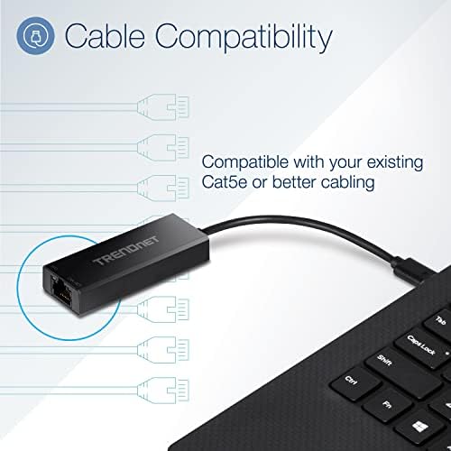 TRENDnet USB-C 3.1 to RJ-45 2.5 Gigabit LAN Ethernet, TUC-ET2G, Cable Adapter for MacBook, Chromebook, Windows 10, 8.1, Mac OS