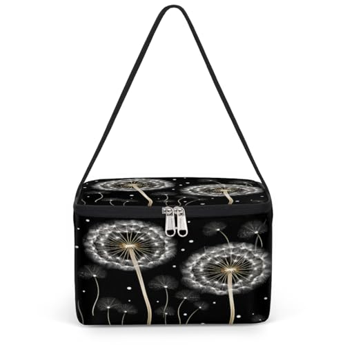GzLeyigou Dandelion with Seeds Lunch Bags for Women Men 9 Cans, Hot & Cold Food Delivery Bag Insulated Grocery Bag Insulated Lunch Box Floral Cooler Bag for Office Work Picnic Beach