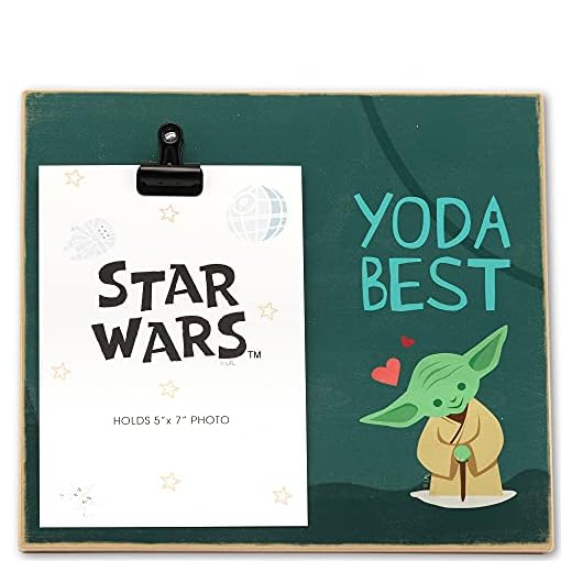 Open Road Brands Disney Star Wars Yoda Best Wood Photo Clip Frame for 5x7 Picture - Cute Star Wars Decoration - Great Gift Idea