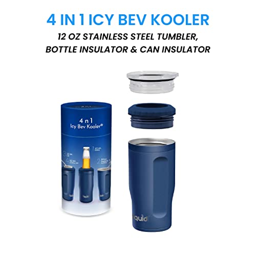 Icy Bev 4 In 1 Can Or Bottle Insulator, Koozies To Keep Beer, Soda, Seltzer Or More Ice Cold For 12 Hours. Insulated Can Cooler,Works Universally For Glass Bottles And Aluminium Cans,Insulated Tumbler #TOP6