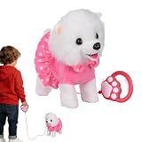 Qfdiwr Perros De Juguete Que Caminan Y Ladran | Muñeco Interactivo Eléctrico de Compañía | Perro Robot Realista - para Niños Niñas Cumpleaños Navidad Dormitorio Infantil Sala de Estar