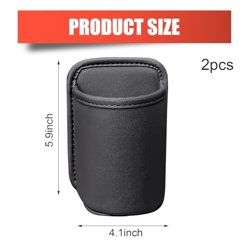 2 PCS Portavasos de Puerta para Auto en Cuero Negro miniatura 2