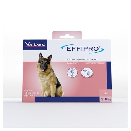 Virbac Effipro Antipulgas e Carrapatos para Cães de 20 kg a 40 kg com 4 Pipetas