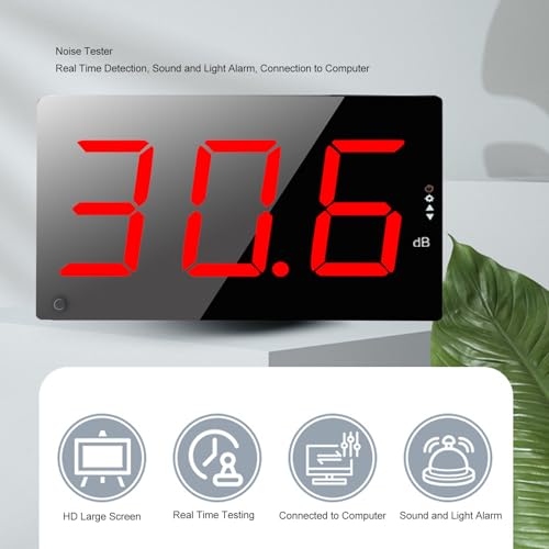 Dezibelmessgerät, 30–130 DB Schallpegelmesser mit 3 Zoll Großem LCD-Bildschirm, Wandmontiertes Geräuschmessgerät für Klassenzimmer, Dezibelanzeige, Akustischer Alarm