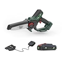 Webb Eco 20V Cordless 15cm/6inch Pruning Saw - 4.9m/s, 3/8 Chain Pitch, Easy Adjustment System, Lightweight Design, 3 Year Warranty, 2Ah Battery & Charger Included