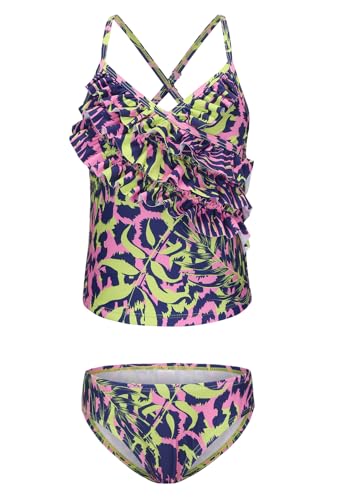 Image of Girls Tankini Swimsuits Two Piece Bathing Suit Hawaiian Ruffle Swimwear Set for Kids Girls 3-16 Years