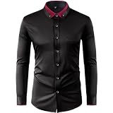 Camisas formales para hombre, manga larga, cuello inclinado, ajuste a medida, camisa de vestir sólida, ligera y cómoda, ajuste a medida, con botones, para adultos, para negocios, casual, boda, trabajo