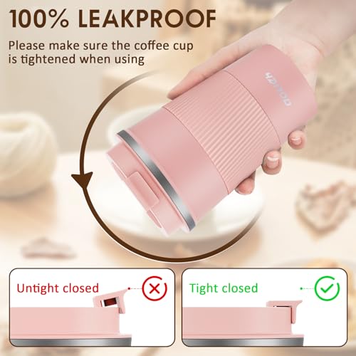 Aolieh Travel Mug 380 ml, Insulated Coffee Cup with Lid, Reusable Stainless Steel Thermal Cup for Coffee Tea & Cold Drinks - Image 3