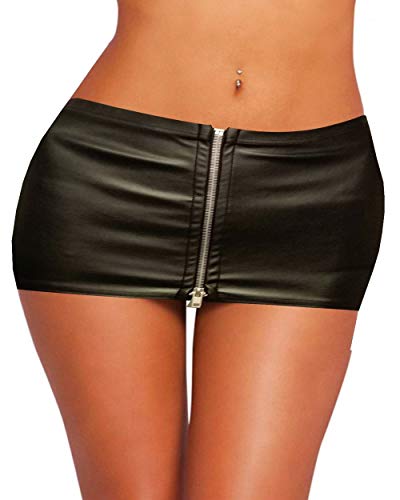 Style Plus Women Faux Leather Look JUST 10 INCHES Micro Mini Skirt Size 6 to 20 (20) Black
