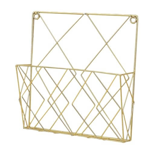 Estante para revistas de pared de metal y periódicos organizador de libros dorado 8