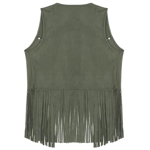 Image of ZUYPSK Men's Open Front Tassels Vest Sleeveless Western Cowboy Waistcoat Halloween Club Party Jacket Outerwear