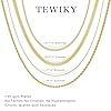 Tewiky Layered Necklaces for Women Non Tarnish- Chunky 14k Gold Plated Herringbone/Snake/Rope/Box/Cuban Link Chain for Women Waterproof Layering Stack Choker Necklace Trendy Dainty Tarnish Free Jewelry Set #4