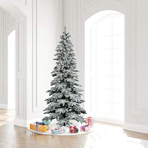 Vickerman 9' Flocked Utica Fir Slim Artificial Christmas Tree, Clear Lights - Snow Covered Faux Tree - Seasonal Indoor Home Decor #TOP7