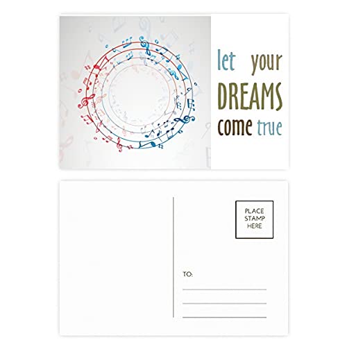 Cartes postales rondes notes de musique rouge et bleu pour accompagner vos cadeaux culturels