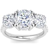 Martha Stewart 5 1/2 Carat Round Lab Grown Diamond Three Stone Plus Engagement Ring In Sterling Silver