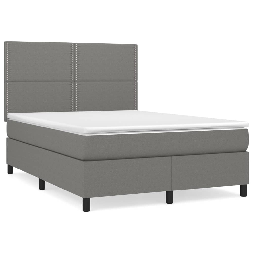 Cama con somier con colchón de 140 x 190 cm y colchón de muelles ensacados de dureza media y protector de colchón hipoalergénico