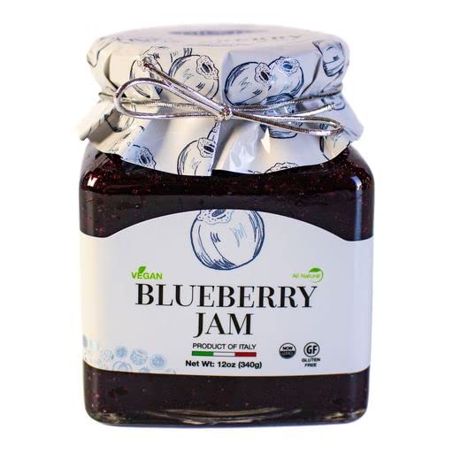 Giusto SaporeGourmet Italian Blueberry Jam, 55% Fruit, All Natural, Gluten Free, Non GMO, 12oz - Imported from Italy and Family Owned