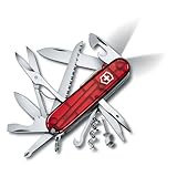VICTORINOX(ビクトリノックス) ハントマンライト トランスルーセントレッド スイス・アーミー ナイフ 多機能 防災グッズ 登山 ハイキング キャンプ はさみ のこぎり付き 21機能を搭載したスイス製マルチツール 小型 コンパクト 十徳 【国内正規品】 1.7915.T