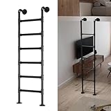 ZENSTYW Wandmontierte Metall Dachbodenleiter,Sicherheitsersatz Für Klettern Im Innen- Und Außenbereich,Notausstiegsleiter Für Fensterschächte,150 Kg Tragkraft(Black,1.0m/3.3ft)