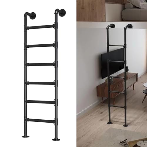 ZENSTYW Wandmontierte Metall Dachbodenleiter,Sicherheitsersatz Für Klettern Im Innen- Und Außenbereich,Notausstiegsleiter Für Fensterschächte,150 Kg Tragkraft(Black,1.0m/3.3ft)