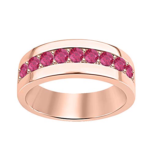 Gold & Diamonds Jewellery 14K Rose Gold Plated Round Cut Gemstone Wedding Anniversary Band Ring for Men's.