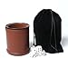 Leather Dice Cup Set Felt Lining Quiet Shaker with 5 Dot Dices for Farkle Yahtzee Games,Brown