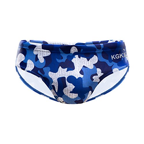 KGKE Mens Sexy Swim Briefs Camo Pattern Bikini Swimsuit for Men (Blue Camo, M)