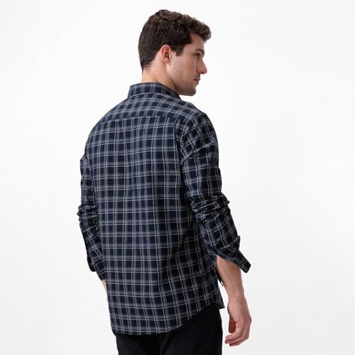 Image of BASICS 100% Cotton Checked Shirt for Men | Slim Fit | Everyday Smart Casual Wear | Full Sleeve