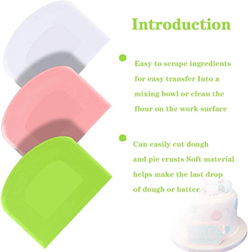 Teigschaber Teigschaberkarte Silikon,Dough Scraper card Spatelset für Kuchen, Pizza, Brotschneiden, Küchenbedarf für Brot Backen Kuchen Enthusiasten Anfänger Profi Bäcker (Weiß+Grün) 3