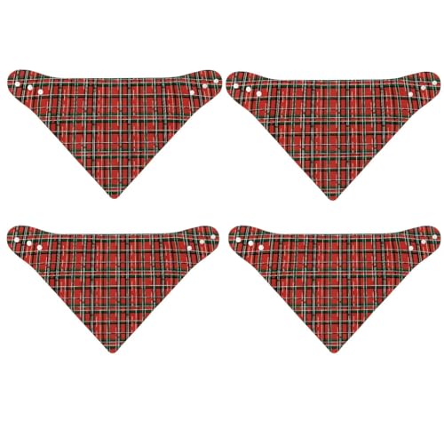 Qehuruxo Christmas Plaid Adult Bibs for Eating Washable Drool Bib Set of 4 Reusable Waterproof Clothing Protector Geriatric Supplies Easy Clean Large Bibs