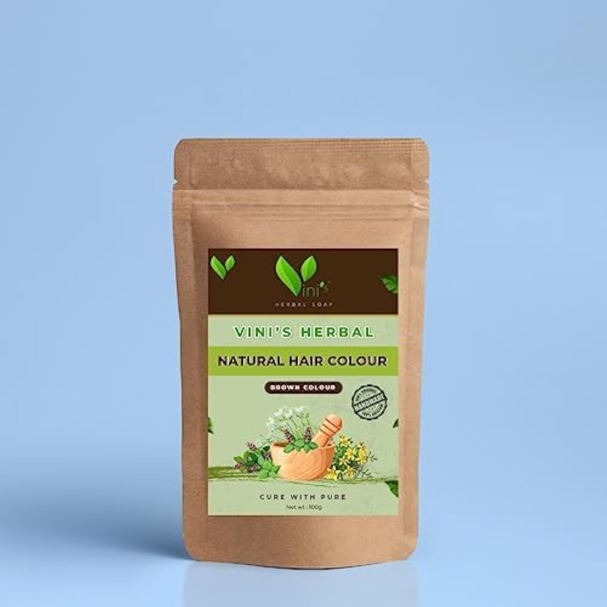 Natural Brown Hair Color Powder, Henna & Indigo Blend