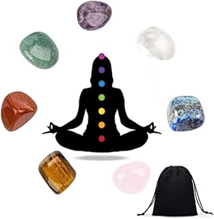 Healing Crystals Set, Chakra Healing Crystals for Beginners 7 Chakra Stone Set Natural Gemstones for Anxiety Relief Balancing Yoga Meditation and Spiritual Awakening Worry Stone Reiki Positivity Gift