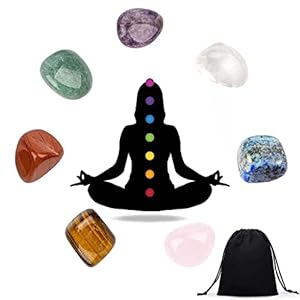 Healing Crystals Set, Chakra Healing Crystals for Beginners 7 Chakra Stone Set Natural Gemstones for Anxiety Relief Balancing Yoga Meditation and Spiritual Awakening Worry Stone Reiki Positivity Gift