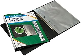 Tiger A3 Deluxe Portrait 4-D Ring Binder Folder File Black Presentation Portfolio + 5 Sleeves