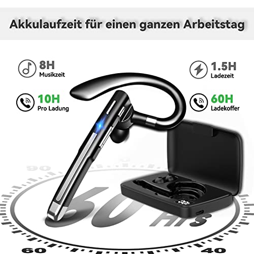 EUQQ Bluetooth headset met microfoon, Bluetooth headset 5.1 met CVC 8.0 Dual Mic 16 Hrs met LED oplaadbox HD handsfree… - Image 5