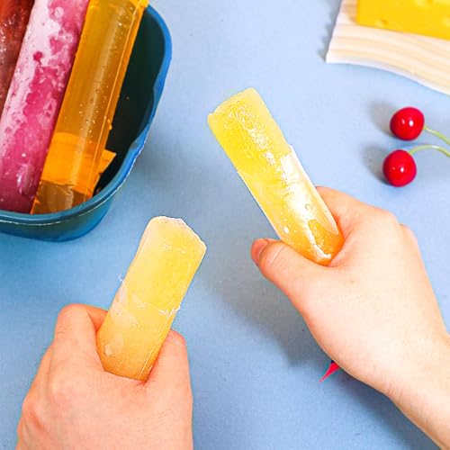 Image of LOMIMOS 160PCS Disposable Popsicle Bags with Funnel,BPA Free Ice Pop Molds Double Zipper Freezer Tubes Reusable Ice Candy Sticks for DIY Yogurt Juice Smoothies(1.96 inchx7.87 inch) - Family & Party Snacks