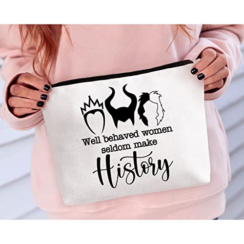 Biuniuring Villains Fans Gift For Women, Maleficent Gifts, Villains, Evil Queen Makeup Bag, Cosmetic Bag, Well Behaved Women Seldom Make History #TOP2
