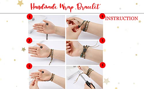 Image of YGLINE Boho Handmade Wrap Leather Tube Crystal Stone Bracelet for Women