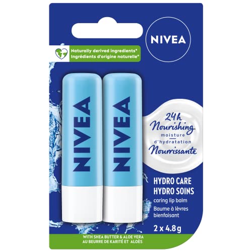 NIVEA Hydro Care Lip Balm Sticks, Duo Pack, 2 x 4.8g {Imported from Canada}
