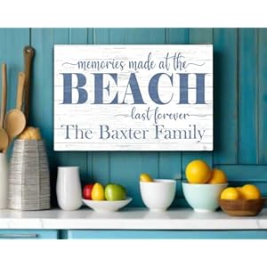 Custom Beach House Sign Personalized Beach Home Decor - Beach Theme Decoration - SOLID WOOD - 16.5 in x 10.5in (Memories Made At The Beach) Custom Beach House Sign Personalized Beach Home Decor Beach Theme Decoration SOLID WOOD 165 in x 105in Memories Made At The Beach